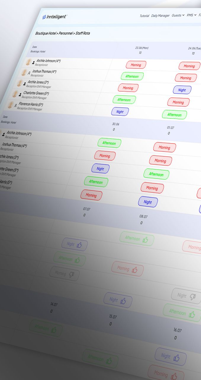 Shift scheduling software for hotel staff on tablet