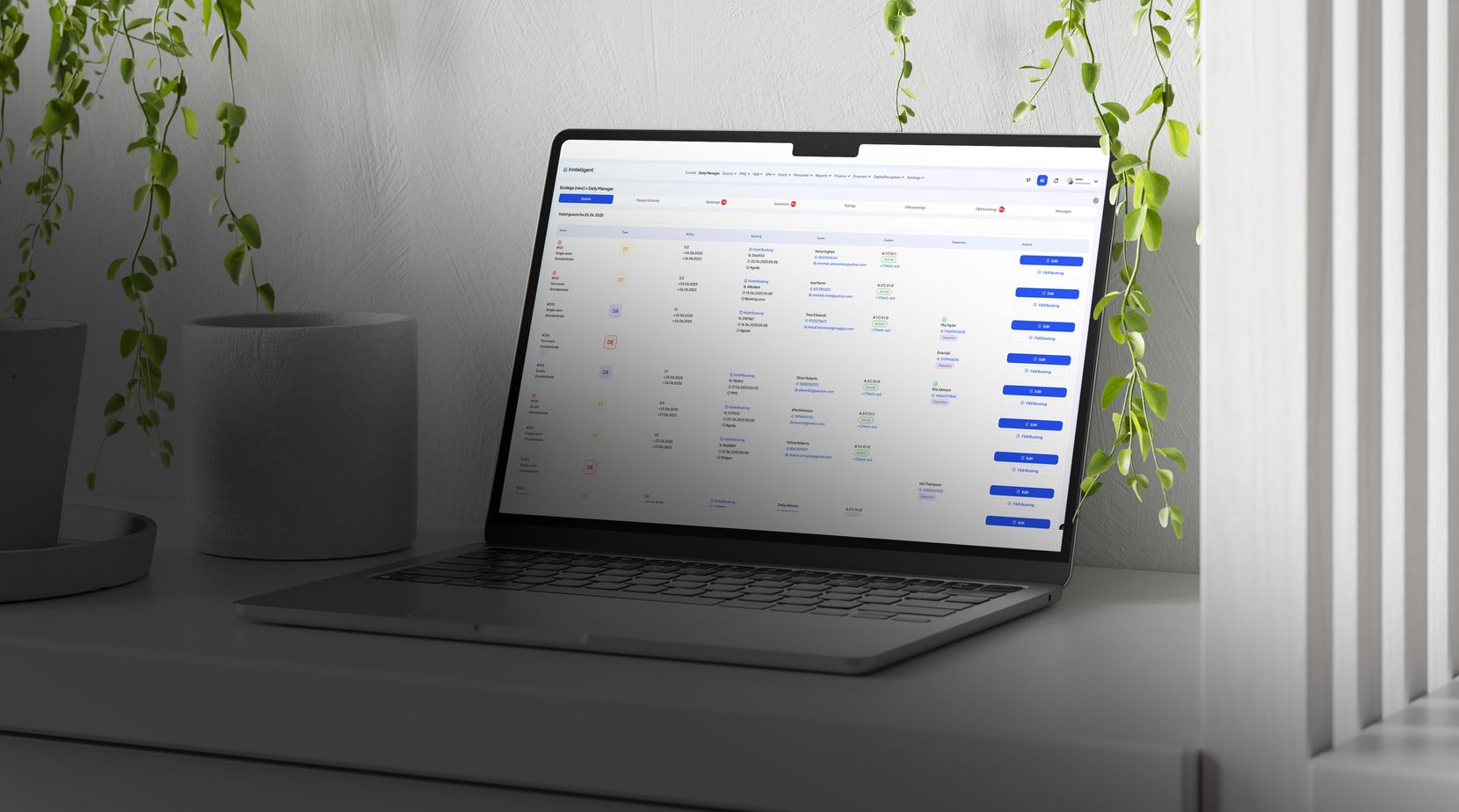 Dashboard showing guest stay history and preferences